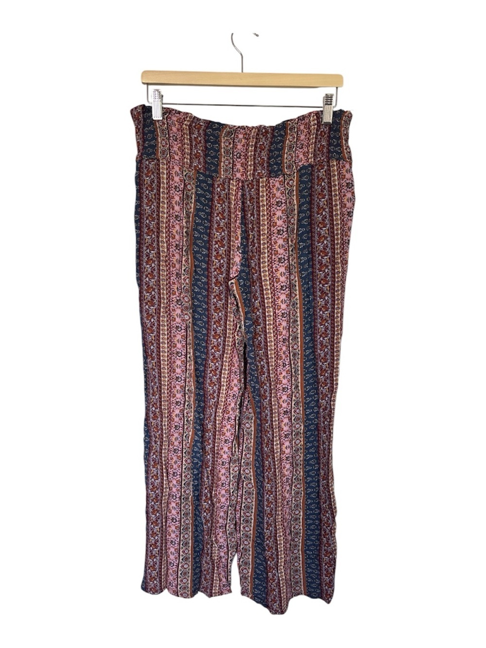 Bohemian Striped Wide-Leg Pants in Pink & Navy - Picture 4 of 6